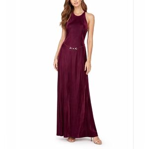 Alexia Admor full length Vintage Burgundy Velvety Halter Dress